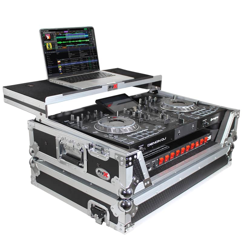 ProX XS-PRIME2 LT Flight Case for Denon Prime 2 DJ System Silver on Black image 1