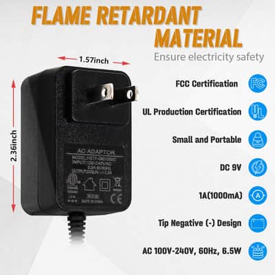 Spa-10 Guitar Pedal Power Supply Adapter (1000Ma -1A) Ac Dc 9V, Compatible For Guitar Pedal Bass Effect Pedal Board (Tip Negative), 6 Way Daisy Chain Cables image 2