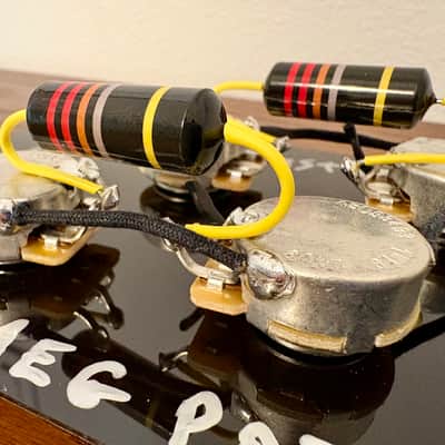 Fender Telecaster 72' Deluxe wiring harness 1 meg potentiometers and Bumblebee 0.022uF paper in oil capacitors image 2
