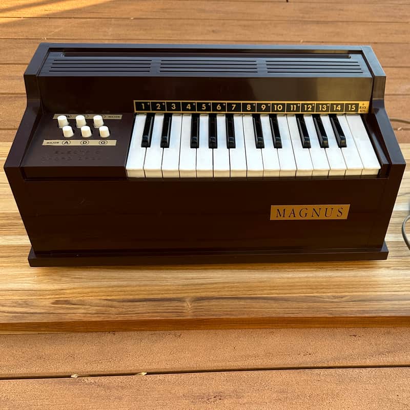 Magnus Tabletop Electric Chord Organ Model 300 Brown 1960's Vintage / Antique image 1