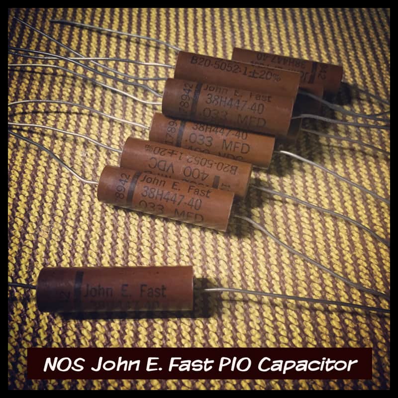 (2) NOS John E. Fast Paper In Oil PIO Capacitors .033 MFD 400V for Gibson Fender image 1