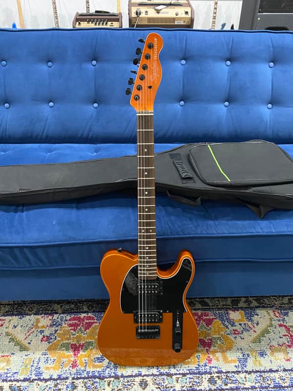 Used Squier Affinity Telecaster HH Electric Guitar w/ Matching Headstock - Metallic Orange w/bag image 1
