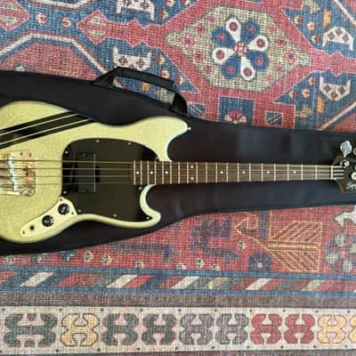 2015 Squier by Fender Mikey Way Signature Mustang Bass - Large Flake Silver Sparkle image 14