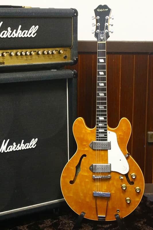 Rare Vintage 1970's made Epiphone Casino Blue Label w/Original HC Made in Japan image 1