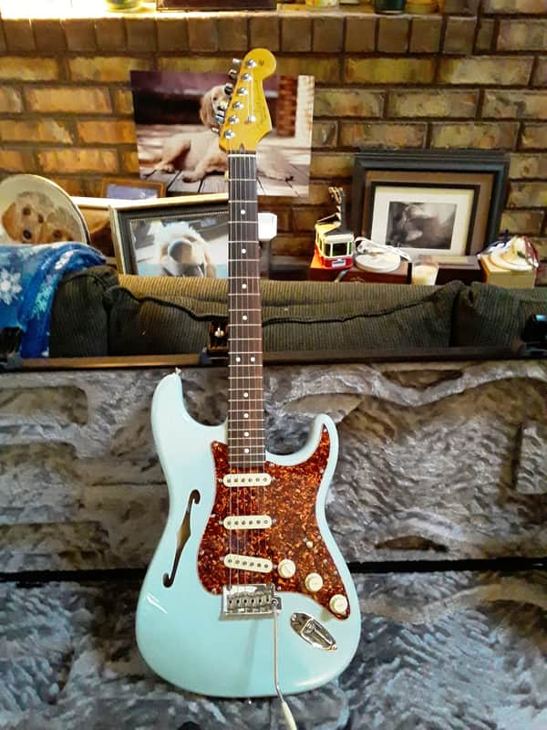 Fender American Professional II Stratocaster Thinline 2024 - Present - Transparent Daphne Blue image 1