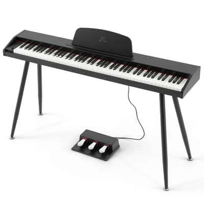 88-Key Semi-Weighted Digital Piano w/ Triple Pedal Bluetooth MIDI Dual Keyboard image 3