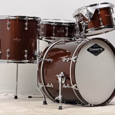 Craviotto 20/12/14/5.5x14" Solid Poplar Shell Drum Set - Copper Sparkle Lacquer image 4