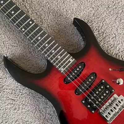 Red Burst HSS Guitar, Maple Neck, Basswood Body image 4