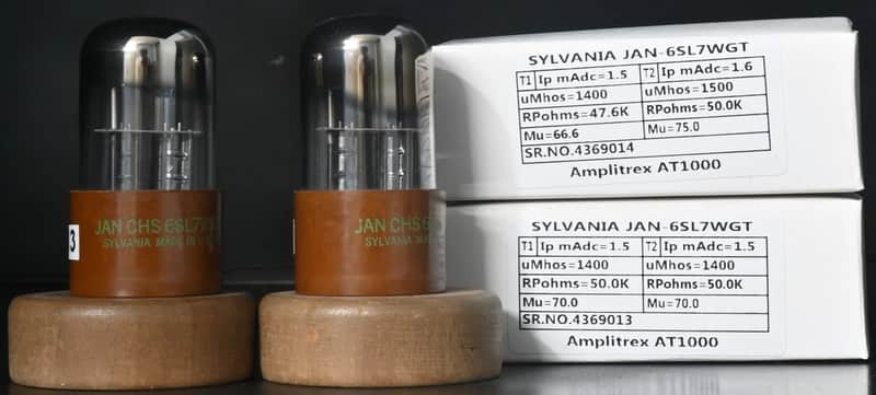 2×1940’sJAN-CHS 6SL7WGT Sylvania Square Getter USA Made Amplitrex Tested Tube image 1