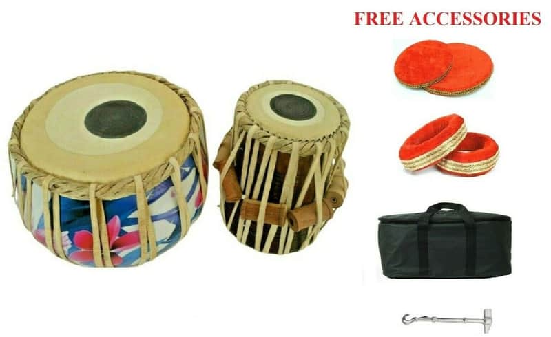 Handmade 3D Printed Brass Tabla Drums Set With Bag Folk Musical Percussion Instrument image 1