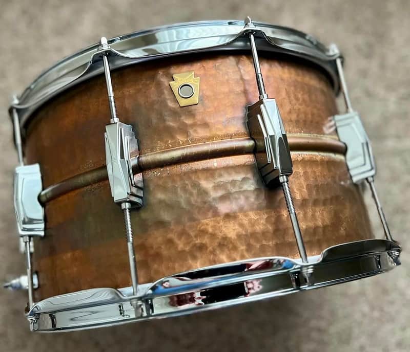 MINT: only 12 made, rare Ludwig Raw Hammered Bronze Phonic 8x14" Snare image 1