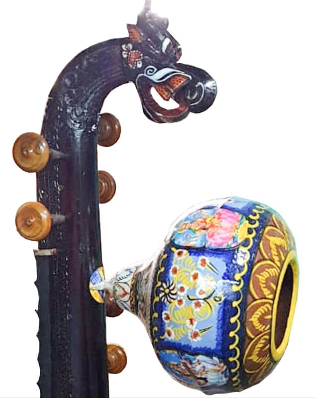 Concert Ekandam Saraswathy Veena Full Carving Ebony Finish Direct from Thanjavur, w Fiberglass Case. USA TARIFF INCLUDED image 1