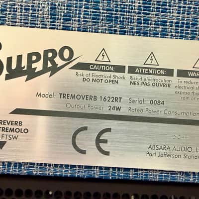 Supro 1622RT Tremo-Verb 25-watt 1x10" Tube Combo Amplifier 2010 - Blue/Silver Tolex image 7