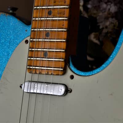 American Fender Custom Telecaster Nitro Heavy Relic Blue Sparkle image 25