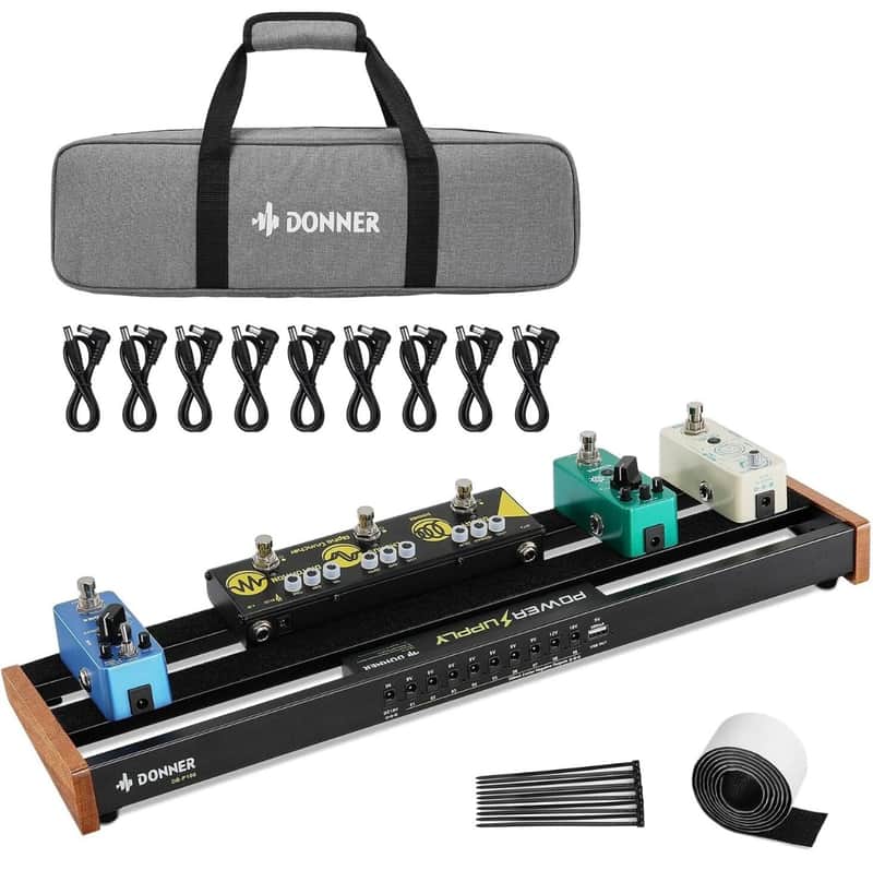 New Donner Effects Pedal Board Built-in Power Supply Aluminium 20*5*2" + Carry Bag image 1