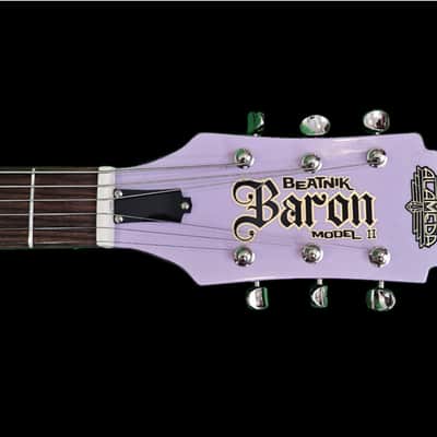 Alameda Guitars Beatnik Baron II Lilac / Metallic Purple / White binding #BB2308 w/Case image 3