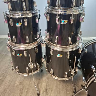 Ludwig  70's Blue and Olive Badge Black Cortex 7 pc shells image 6