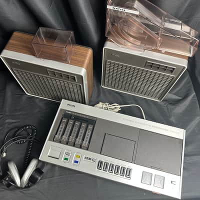 [EXTREMELY RARE] Vintage Philips N2408 Cassette Tape Deck with Original Speakers, Headphones and Optional “Ski Slope” Tape Loader image 3