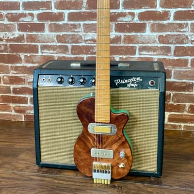 Island Espeto Custom 2020 Natural/Teal Redwood Top, Dual-Pickup Headless Guitar (Mint Condition) image 3