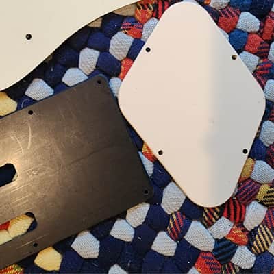 Epiphone Repairman Special - 12 pieces - Cream Black Back Plates Input Jacks Pickguard Floyd Rose Jackson ESP image 9