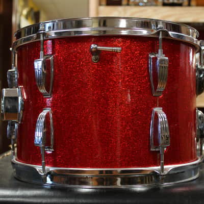 1960s Ludwig Super Classic Outfit in Red Sparkling Pearl 14x22 9x13 16x16 image 18