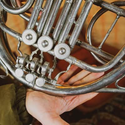 French Horn Vintage Original USSR Soviet Brass Musical Wind Instrument image 2