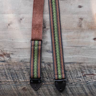 Vintage Red 60s/70s Hippie Guitar Strap / Real Suede Backing / Handmade in the UK image 3