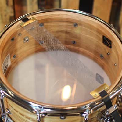 Craviotto 6.5x14 Custom Shop 10-Lug Oak Satin Oil w/ Cherry Inlay Snare Drum image 5