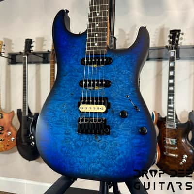 Schecter USA Custom Shop Sunset Custom-II HSS Electric Guitar w/ Case-Ocean Blue Burst Satin image 4