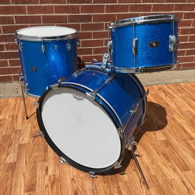 1960s Slingerland Stage Band Drum Set Blue Sparkle Rewrap 20/12/16 image 1