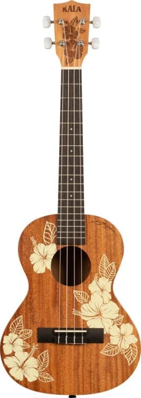 KALA Hawaiian Hibiscus Soprano Mahogany Ukulele With Bag image 1