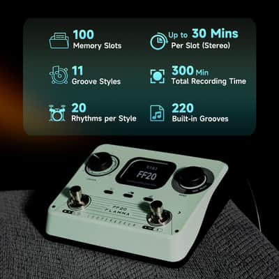 FLAMMA FF20 Stereo Looper Drum Machine with US Power Supply - Green image 2