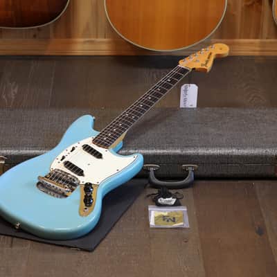1966 Fender Mustang Electric Guitar Daphne Blue + OHSC image 1