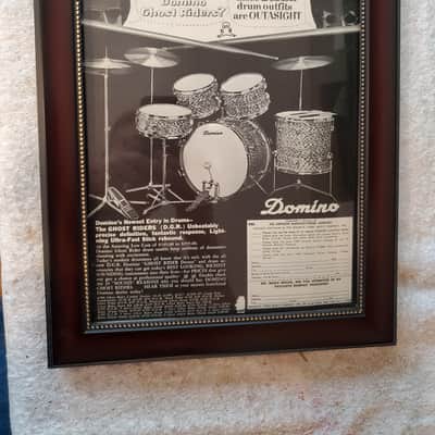 1967 Domino Guitars Promotional Ad Framed Domino Ghost Riders Drum Ringo Starr Original