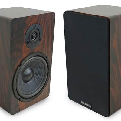(2) Rockville RockShelf 58D 360w Dark Wood 5.25" Bookshelf Speakers+28" Stands image 12
