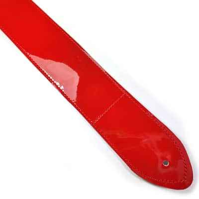 Premium Red Patent Leather Guitar Strap - Shiny Red Leather Guitar Strap - 100% image 5