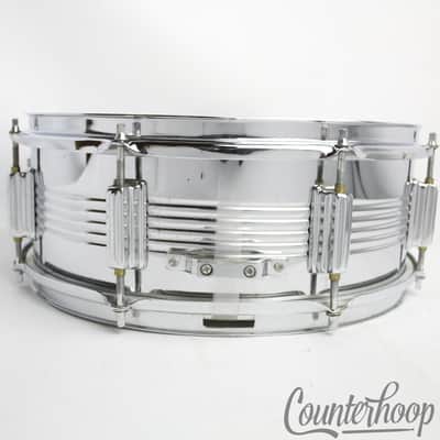 T.J. Percussion 14x5" Snare Drum Steel Shell 8-Lug 5-Line Muffler Triple-Flanged image 5