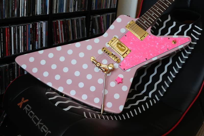 Xeno Guitars "Sweet Little Sixteen" Explorer-Shape, Pink Polka Dot image 1