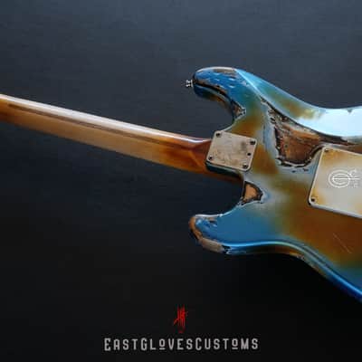 Fender Stratocaster 50th Anniversary Pelham Blue/Amber Paisley Made in USA Heavy Aged Relic image 4
