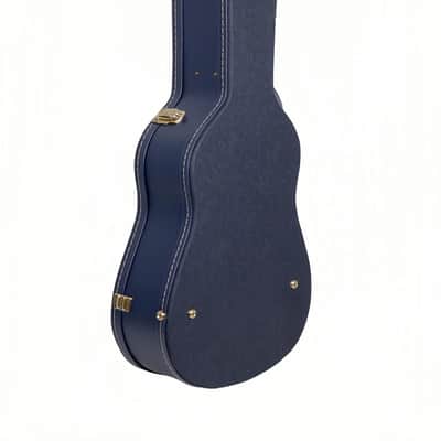 Dreadnought Guitar Case | Carved Ocean Blue Finish, Deep Scarlett Velvet Interior, Lock – Premium Wooden Hardshell image 3