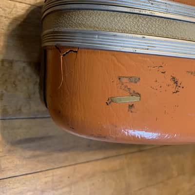 Vintage MIJ Japanese Acoustic guitar dreadnought Case 1970’s 70’s- Salmon Pinw blue interior fits Yamaha FG-180 red label and others image 11