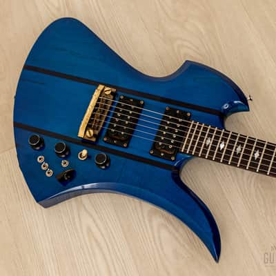 1980s B.C. Rich USA Mockingbird Neck Through Vintage Guitar Transparent Blue w/ Mono Case image 7