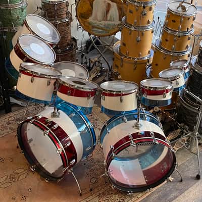 Ludwig Vistalite Octaplus 1976 Pattern D Red, White, and Blue image 1