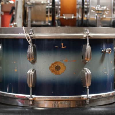 1940s Slingerland 6.5x14 Radioking Snare Drum in Blue and Silver Duco image 1