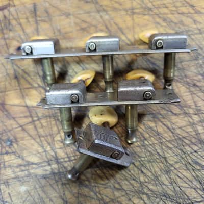 Vintage RARE 1966 Kluson Double Line  3x3 on a Plate Guitar Tuners Needs Repair Luthier Parts image 6