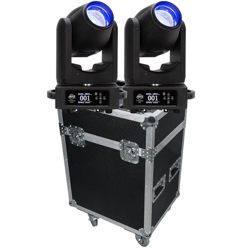 (2) American DJ VIZI Beam RX2 Moving Head Fixture, Rockville RMH2C Case Bundle image 1