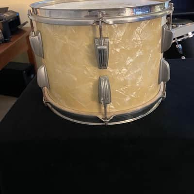 WFL Ludwig 9x13 Rack Tom wDrum Shop Chicago Sticker 1930’s/1940’s?? White Marine Pear image 3