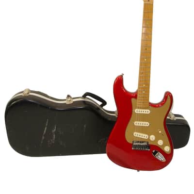 2005 Fender American Deluxe Strat V Neck Electric Guitar, Maple Fingerboard, Candy Apple Red w/ Case image 1