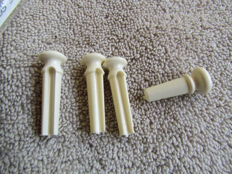 Martin Bass Guitar Bridge Pins Set of 3 Plus A Strap Button Genuine USA Martin Bass Guitar Parts image 1