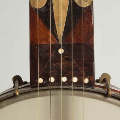 Minstrel Banjo (maker unknown), c. 1870, original black coffin case. image 18